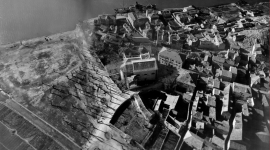 Aerial image of a landscape below. 